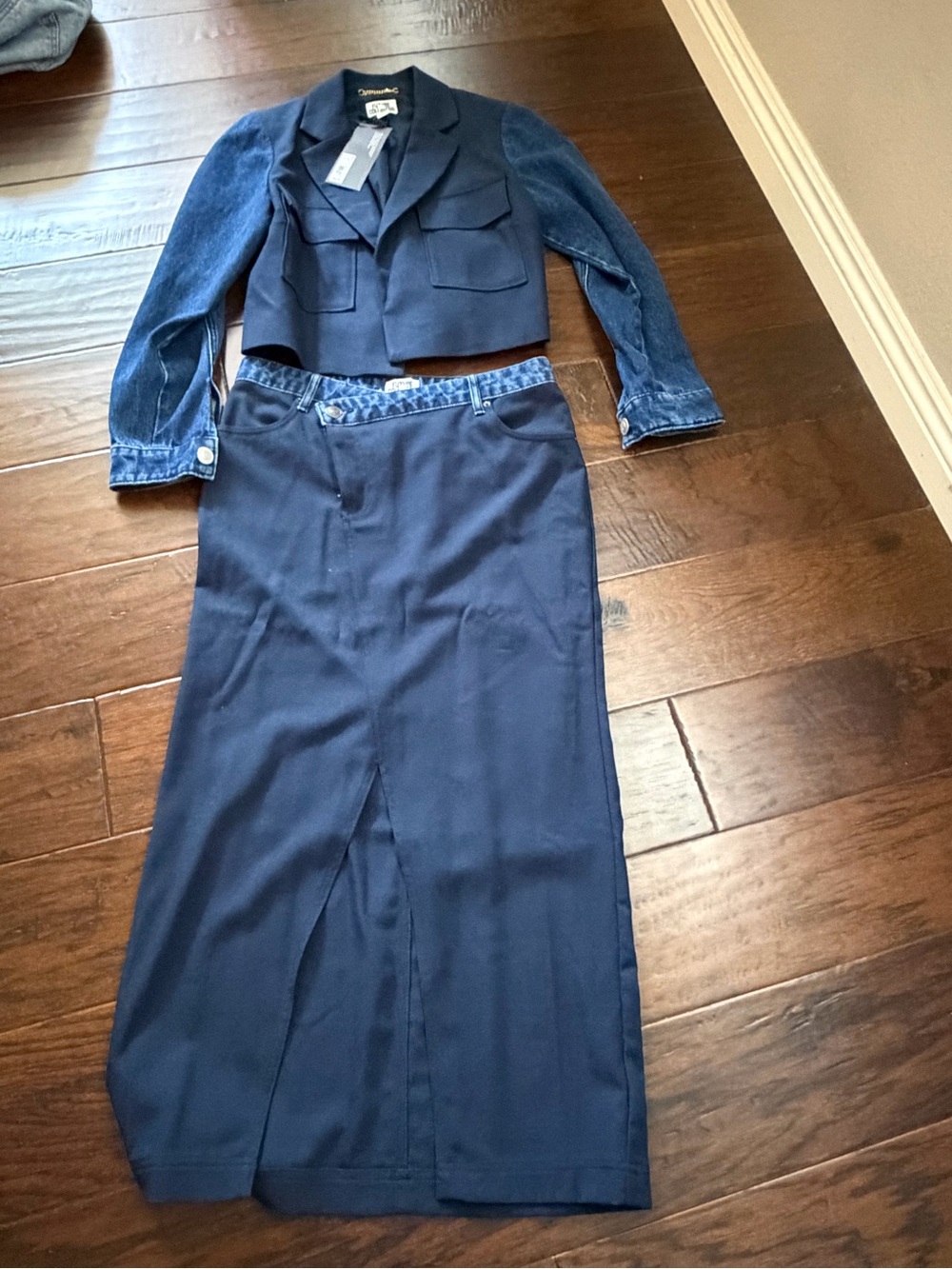 Unbranded Navy Maxi Skirt with Front Slit